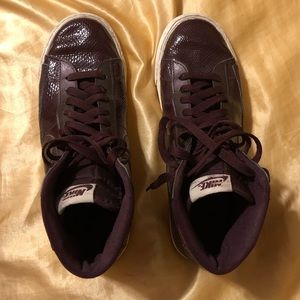 Nike Snakeskin Maroon with white-bottom hi-top